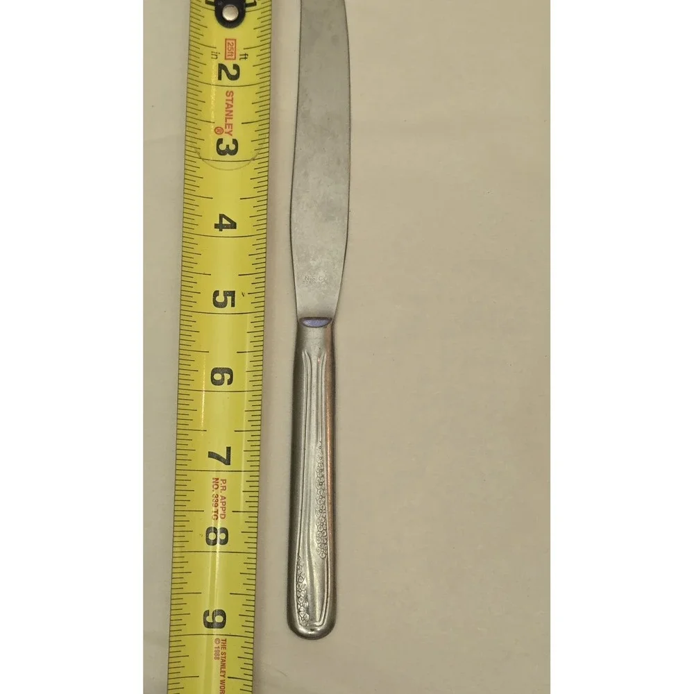 Lot Of 3‎ National Stainless NS Co Dinner Knives Flower Glossy - Unknown Pattern